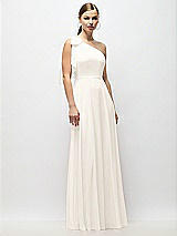 Alt View 4 Thumbnail - Ivory Draped One-Shoulder Maxi Dress with Scarf Bow
