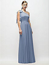 Alt View 4 Thumbnail - Larkspur Blue Draped One-Shoulder Maxi Dress with Scarf Bow
