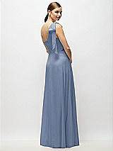 Alt View 6 Thumbnail - Larkspur Blue Draped One-Shoulder Maxi Dress with Scarf Bow
