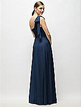Alt View 6 Thumbnail - Midnight Navy Draped One-Shoulder Maxi Dress with Scarf Bow