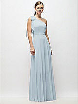 Alt View 4 Thumbnail - Mist Draped One-Shoulder Maxi Dress with Scarf Bow