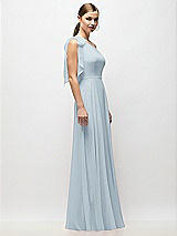 Alt View 5 Thumbnail - Mist Draped One-Shoulder Maxi Dress with Scarf Bow