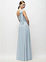 Alt View 6 Thumbnail - Mist Draped One-Shoulder Maxi Dress with Scarf Bow