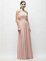 Alt View 4 Thumbnail - Neu Nude Draped One-Shoulder Maxi Dress with Scarf Bow