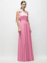 Alt View 4 Thumbnail - Orchid Pink Draped One-Shoulder Maxi Dress with Scarf Bow