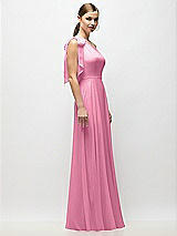 Alt View 5 Thumbnail - Orchid Pink Draped One-Shoulder Maxi Dress with Scarf Bow