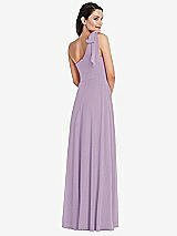 Alt View 3 Thumbnail - Pale Purple Draped One-Shoulder Maxi Dress with Scarf Bow