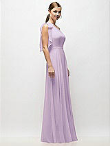 Alt View 5 Thumbnail - Pale Purple Draped One-Shoulder Maxi Dress with Scarf Bow