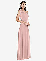 Alt View 2 Thumbnail - Rose - PANTONE Rose Quartz Draped One-Shoulder Maxi Dress with Scarf Bow