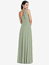 Alt View 3 Thumbnail - Sage Draped One-Shoulder Maxi Dress with Scarf Bow