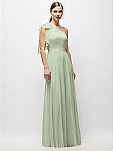 Alt View 4 Thumbnail - Sage Draped One-Shoulder Maxi Dress with Scarf Bow