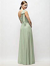 Alt View 6 Thumbnail - Sage Draped One-Shoulder Maxi Dress with Scarf Bow