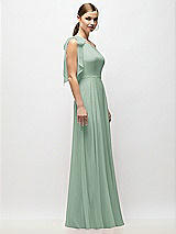 Alt View 5 Thumbnail - Seagrass Draped One-Shoulder Maxi Dress with Scarf Bow