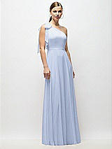 Alt View 4 Thumbnail - Sky Blue Draped One-Shoulder Maxi Dress with Scarf Bow