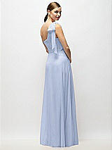 Alt View 6 Thumbnail - Sky Blue Draped One-Shoulder Maxi Dress with Scarf Bow