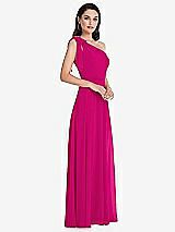 Alt View 2 Thumbnail - Think Pink Draped One-Shoulder Maxi Dress with Scarf Bow