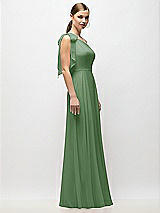 Alt View 5 Thumbnail - Vineyard Green Draped One-Shoulder Maxi Dress with Scarf Bow