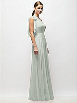 Alt View 5 Thumbnail - Willow Green Draped One-Shoulder Maxi Dress with Scarf Bow