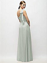 Alt View 6 Thumbnail - Willow Green Draped One-Shoulder Maxi Dress with Scarf Bow