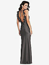 Alt View 2 Thumbnail - Caviar Gray Ruffle Trimmed Open-Back Maxi Slip Dress