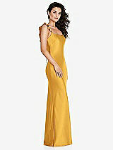 Alt View 1 Thumbnail - NYC Yellow Ruffle Trimmed Open-Back Maxi Slip Dress