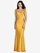 Rear View Thumbnail - NYC Yellow Ruffle Trimmed Open-Back Maxi Slip Dress