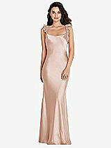 Rear View Thumbnail - Cameo Ruffle Trimmed Open-Back Maxi Slip Dress