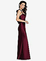 Side View Thumbnail - Cabernet Ruffle Trimmed Open-Back Maxi Slip Dress