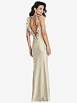 Alt View 2 Thumbnail - Champagne Ruffle Trimmed Open-Back Maxi Slip Dress