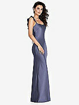 Alt View 1 Thumbnail - French Blue Ruffle Trimmed Open-Back Maxi Slip Dress