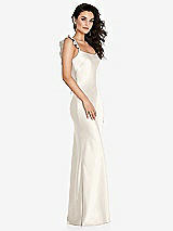 Alt View 1 Thumbnail - Ivory Ruffle Trimmed Open-Back Maxi Slip Dress