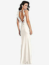 Alt View 2 Thumbnail - Ivory Ruffle Trimmed Open-Back Maxi Slip Dress