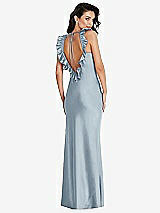 Front View Thumbnail - Mist Ruffle Trimmed Open-Back Maxi Slip Dress