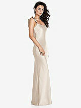 Alt View 1 Thumbnail - Oat Ruffle Trimmed Open-Back Maxi Slip Dress