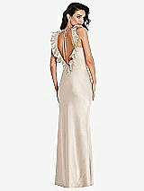 Front View Thumbnail - Oat Ruffle Trimmed Open-Back Maxi Slip Dress