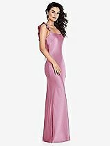 Alt View 1 Thumbnail - Powder Pink Ruffle Trimmed Open-Back Maxi Slip Dress