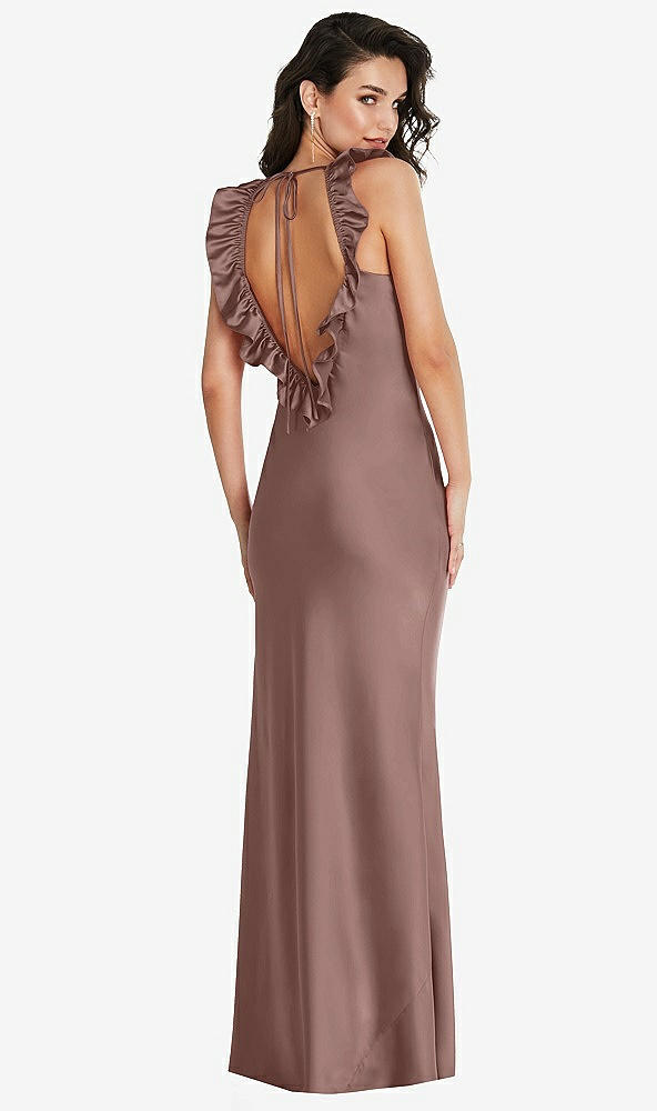 Front View - Sienna Ruffle Trimmed Open-Back Maxi Slip Dress