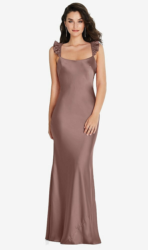 Back View - Sienna Ruffle Trimmed Open-Back Maxi Slip Dress