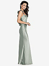 Side View Thumbnail - Willow Green Ruffle Trimmed Open-Back Maxi Slip Dress