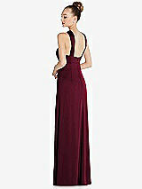 Rear View Thumbnail - Cabernet Draped Twist Halter Low-Back Satin Empire Dress