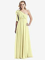 Alt View 3 Thumbnail - Butter Yellow Empire Waist Shirred Skirt Convertible Sash Tie Maxi Dress