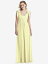 Front View Thumbnail - Butter Yellow Empire Waist Shirred Skirt Convertible Sash Tie Maxi Dress