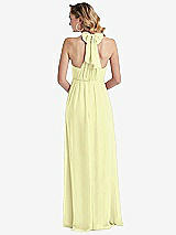 Rear View Thumbnail - Butter Yellow Empire Waist Shirred Skirt Convertible Sash Tie Maxi Dress