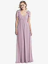 Front View Thumbnail - Suede Rose Empire Waist Shirred Skirt Convertible Sash Tie Maxi Dress