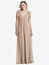 Front View Thumbnail - Topaz Empire Waist Shirred Skirt Convertible Sash Tie Maxi Dress