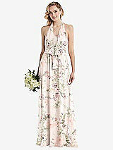 Alt View 1 Thumbnail - Blush Garden Empire Waist Shirred Skirt Convertible Sash Tie Maxi Dress