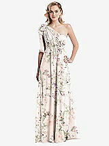 Alt View 3 Thumbnail - Blush Garden Empire Waist Shirred Skirt Convertible Sash Tie Maxi Dress