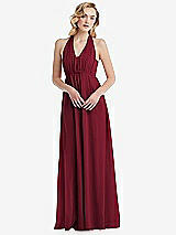 Alt View 5 Thumbnail - Burgundy Empire Waist Shirred Skirt Convertible Sash Tie Maxi Dress