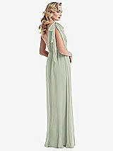 Alt View 4 Thumbnail - Celadon Empire Waist Shirred Skirt Convertible Sash Tie Maxi Dress