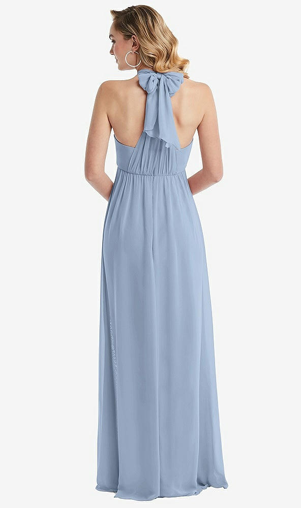 Back View - Cloudy Empire Waist Shirred Skirt Convertible Sash Tie Maxi Dress